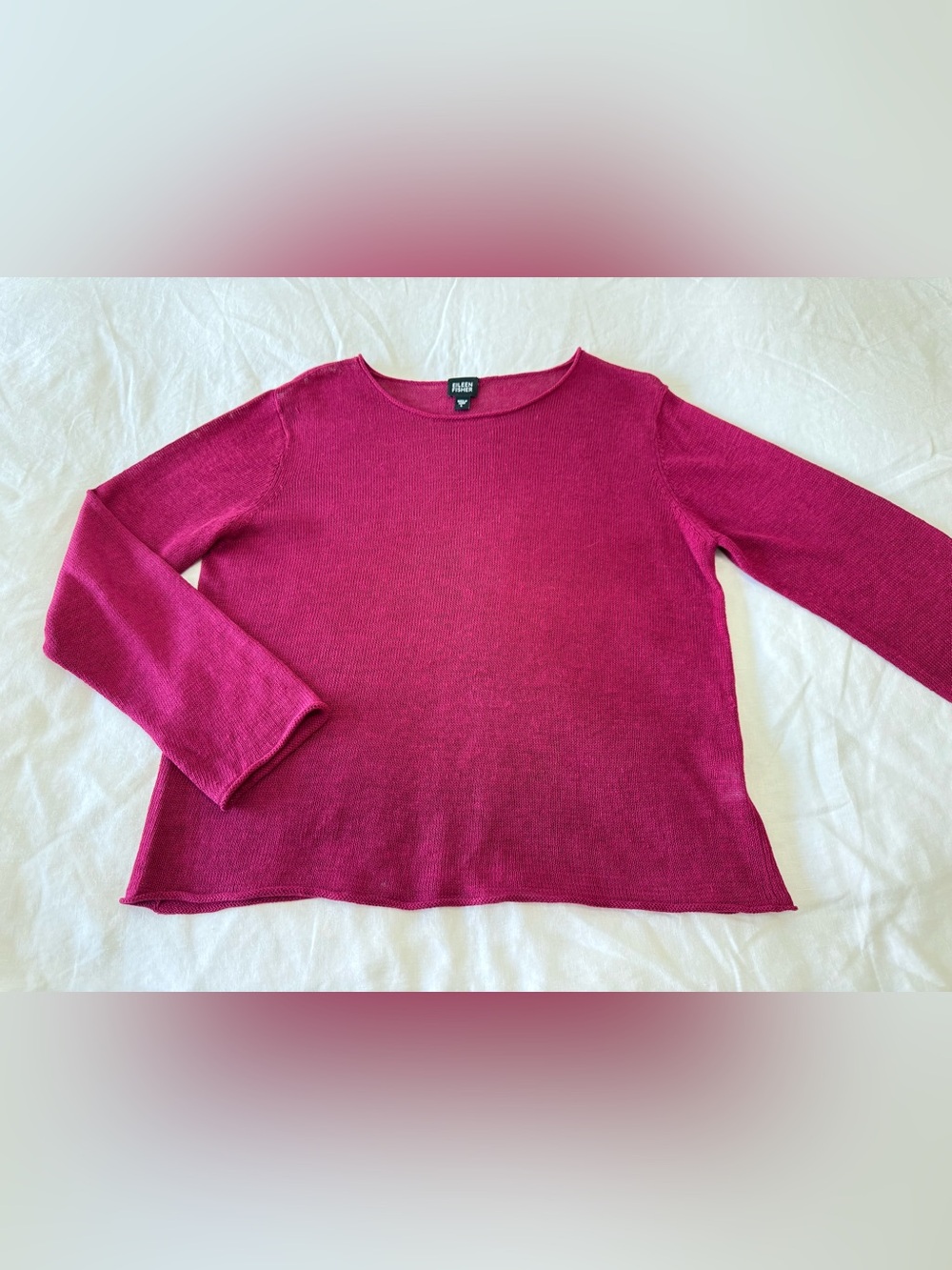 Eileen Fisher | Women’s L | Fuchsia Summer Weave Boxy Sweater Linen Lightweight